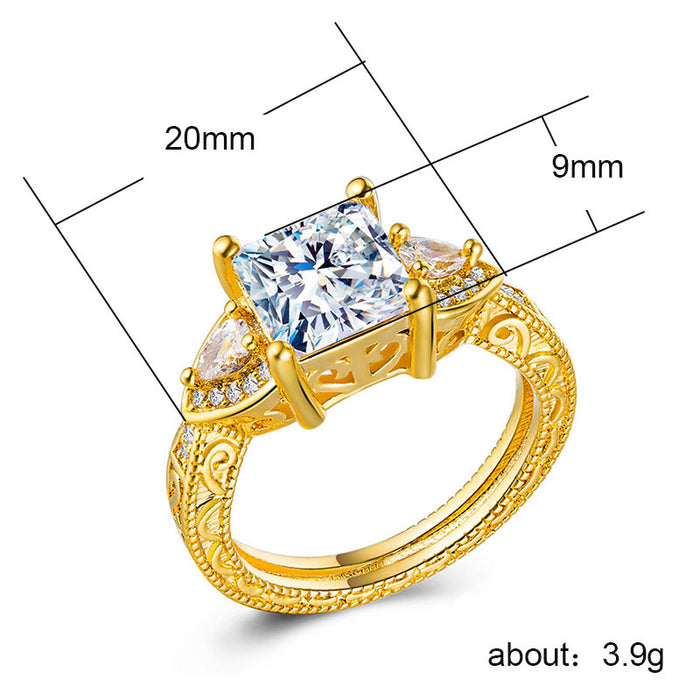 18k gold plated silver zircon wedding ring