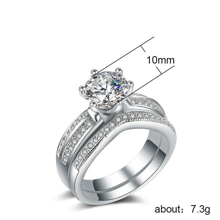 Rose gold plated silver zircon women's ring wholesale