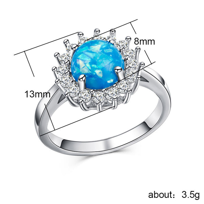 Imitation Australian sapphire platinum plated ladies ring European and American hot selling fashion jewelry