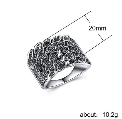 Exaggerated Silver Plated Alloy Crystal Women's Ring Party Jewelry