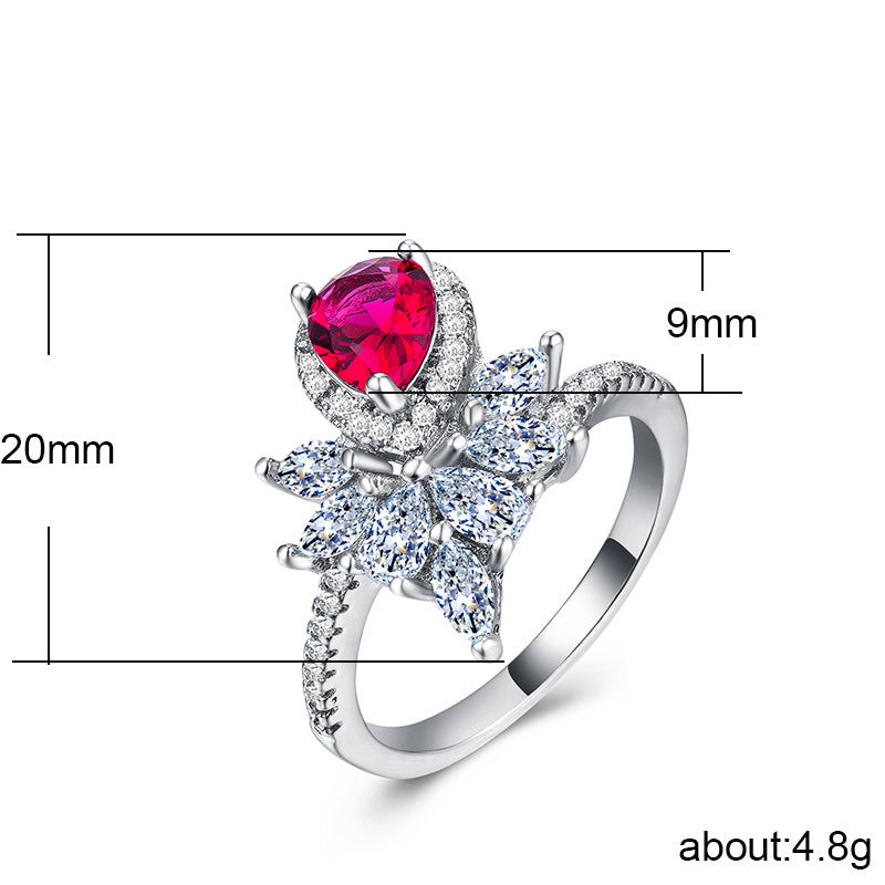 Simple diamond line cross ring rose gold plated women's zircon jewelry