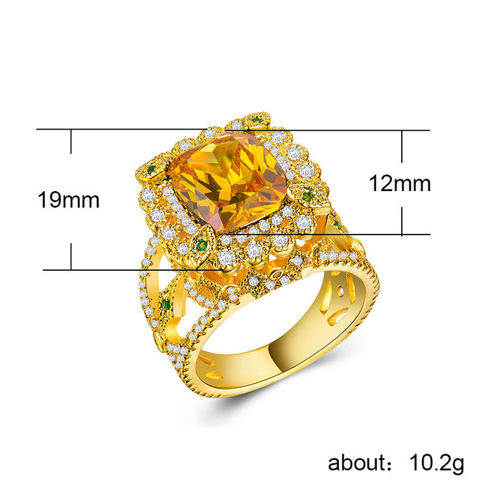 18K Gold Plated Zircon Women's Gemstone Ring Jewelry Wholesale