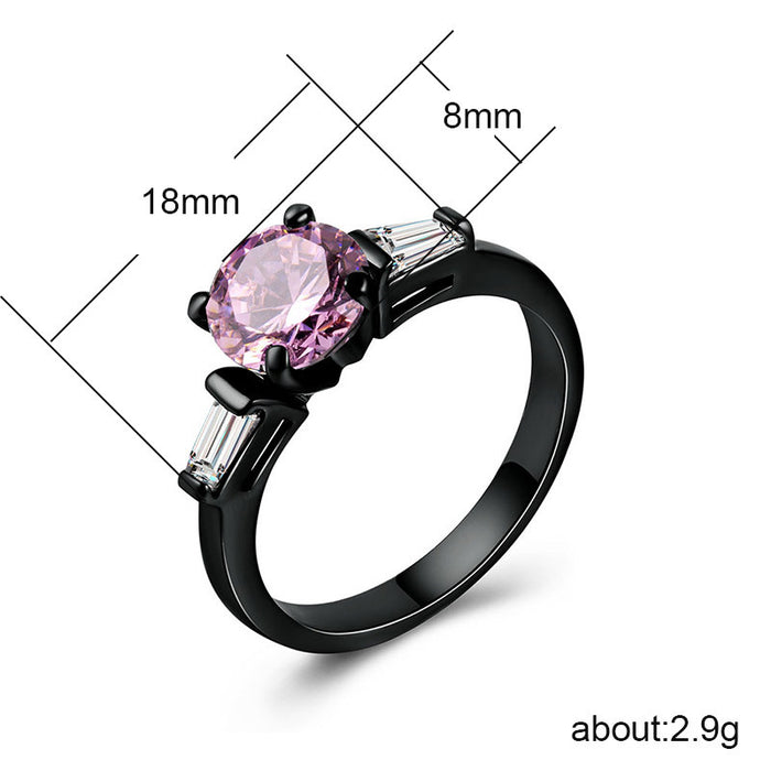 Personalized fashion black gold ladies zircon ring European and American wholesale