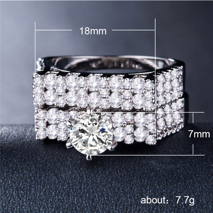 Holiday Silver Plated 18K Gold Zircon Couple Ring Wholesale