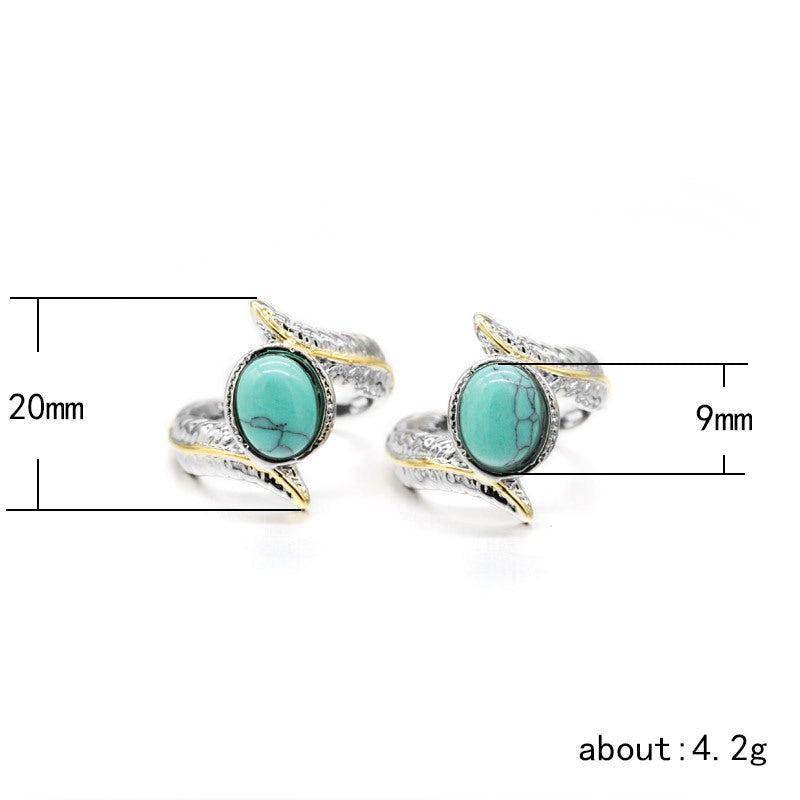 Turquoise Feather Split Color Women's Engagement Ring