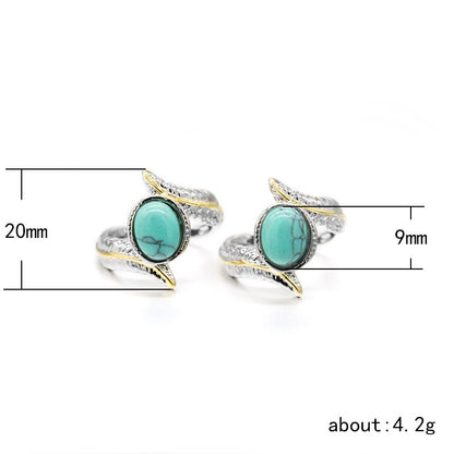 Turquoise Feather Split Color Women's Engagement Ring