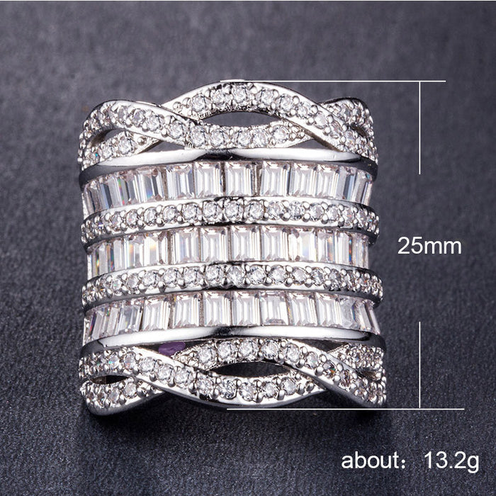 Simple flower zircon women's ring silver plated European and American wholesale