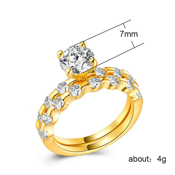 Zircon Ring 18K Gold Plated Silver Couple Ring Wholesale