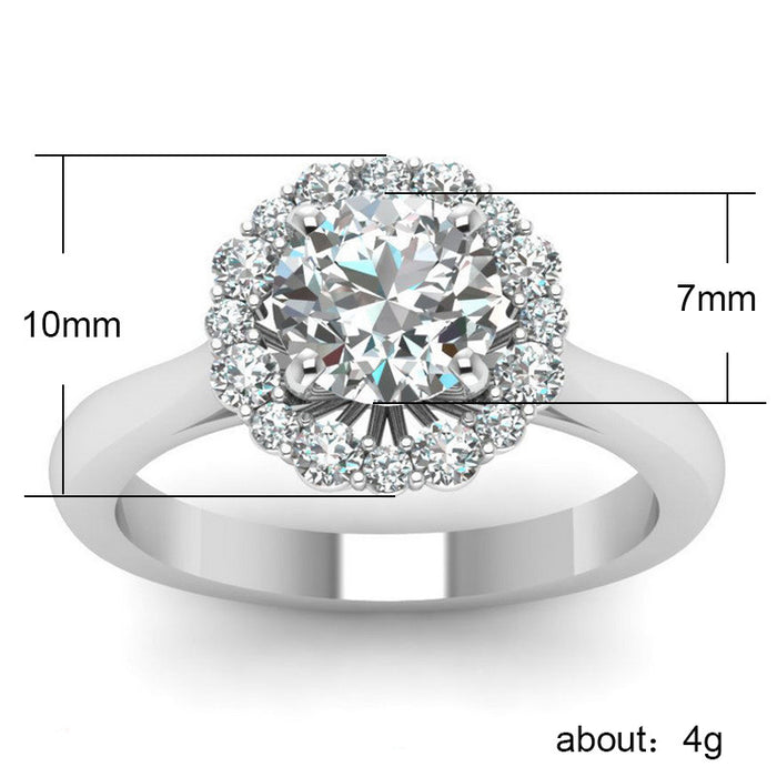 Hollow Fashion Silver Plated Zircon Women's Ring Factory Wholesale