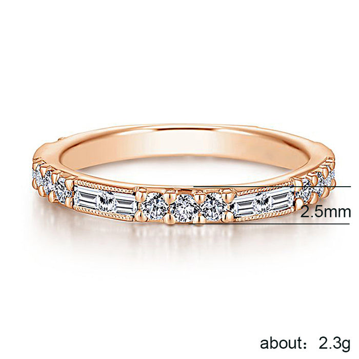 Anillo de cobre con circonitas de moda y versátil, anillo de boda para el meñique