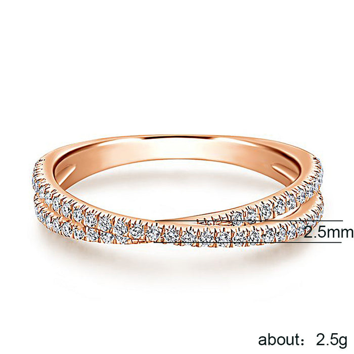 Cross X-shaped full diamond zircon women's ring