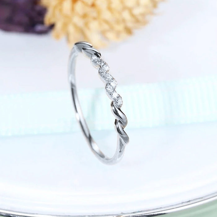 Woven wave ring versatile zircon women's ring