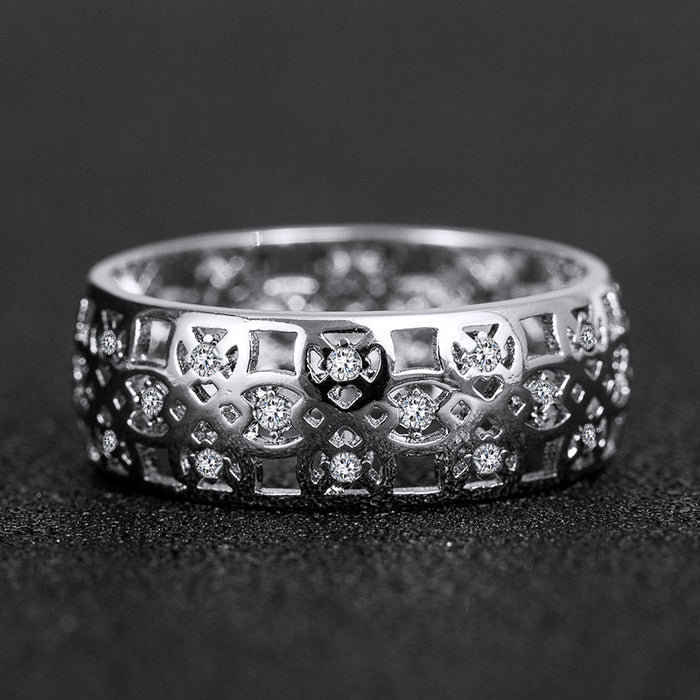 Hollow Micro-Inlaid Zirconia Women's Ring