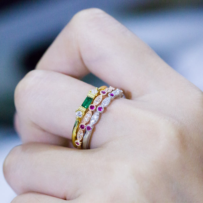 Anillo de mujer con microincrustaciones de circonitas, joyería de compromiso con temperamento exquisito