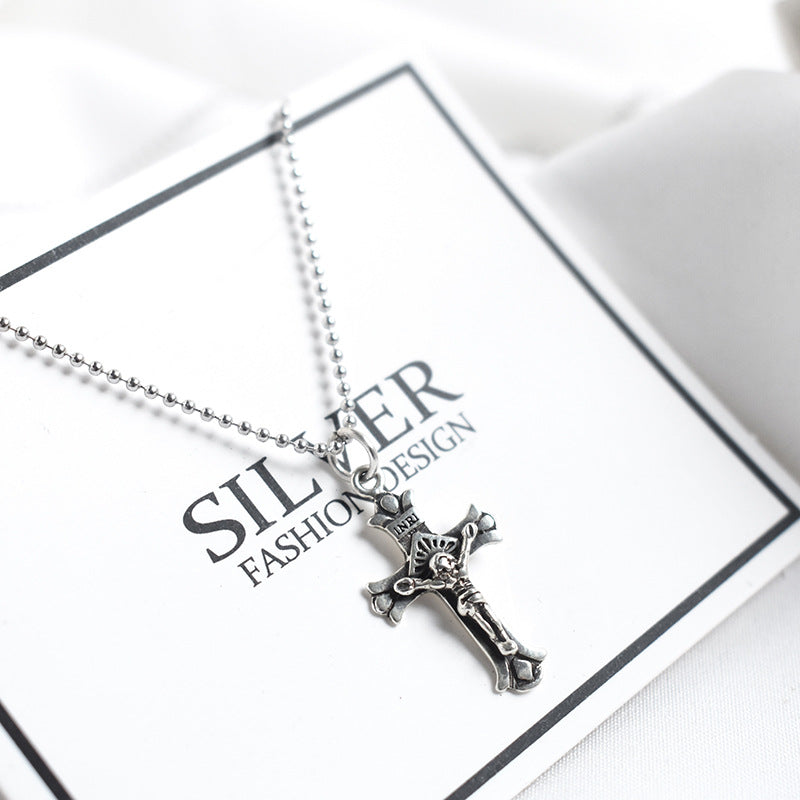 S925 Silver Cross Necklace - wallojewerly 