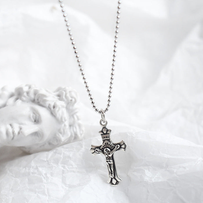 S925 Silver Cross Necklace - wallojewerly 