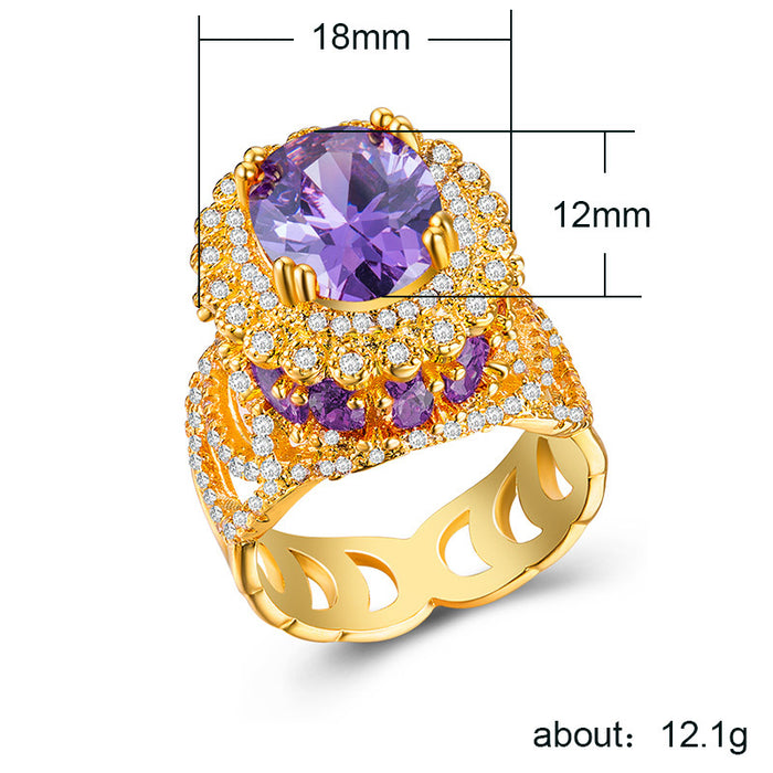 Exaggerated fashion silver-plated zircon ring women's ring wholesale