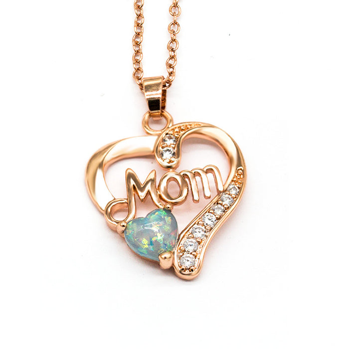 Heart Shaped Zirconia Pendant Necklace Mother's Birthday Gift