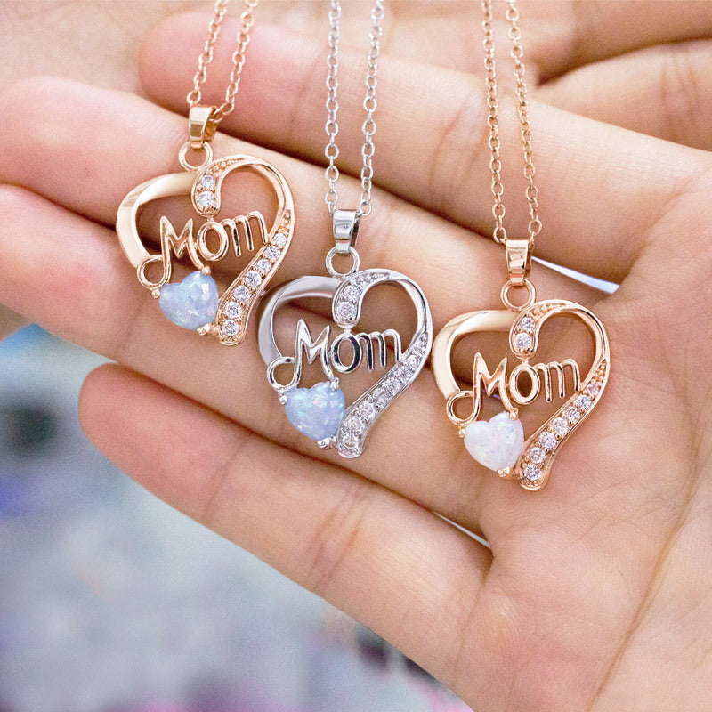 Collar con colgante de circonita en forma de corazón, regalo de cumpleaños para madre