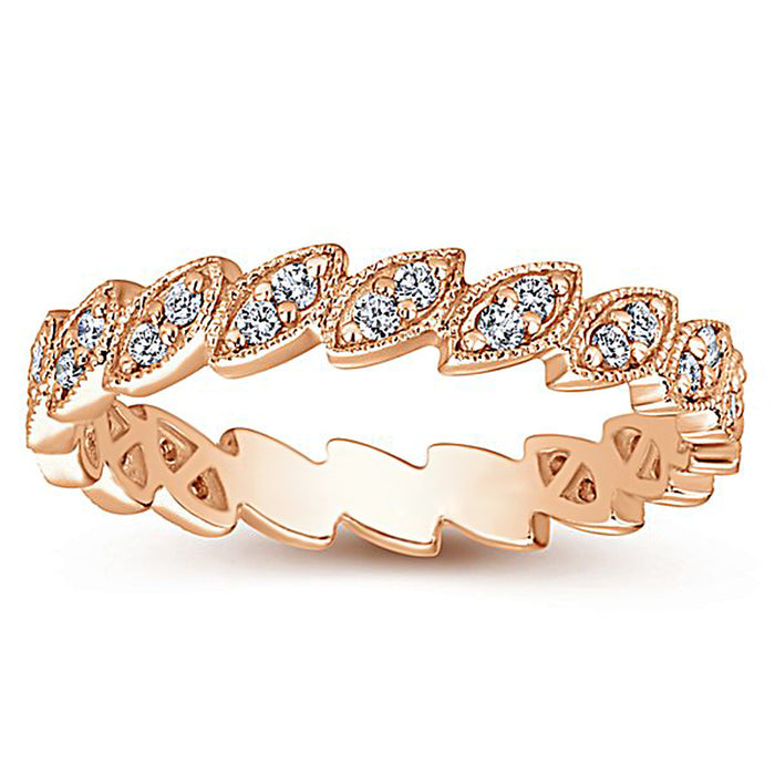 Leaf-shaped zircon ring creative party pinky ring