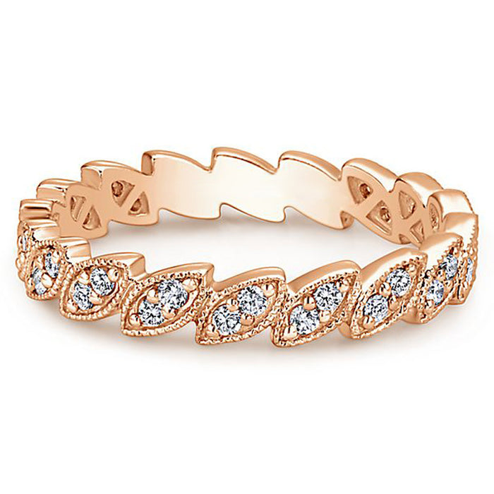 Leaf-shaped zircon ring creative party pinky ring