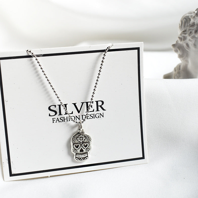 S925 Silver Skull Necklace - wallojewerly 