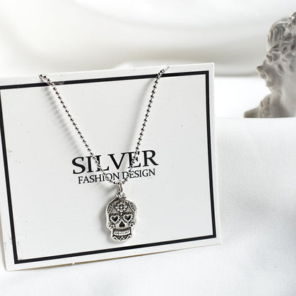 S925 Silver Skull Necklace - wallojewerly 