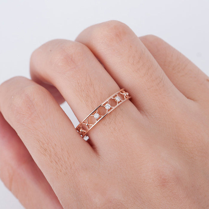 X-shaped hollow zircon ladies ring party accessories