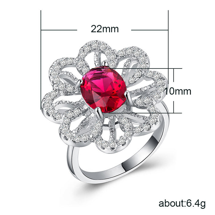 Luxury zircon ring silver plated creative women's jewelry wholesale