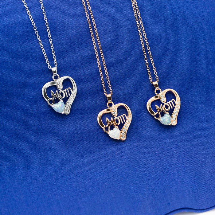 Heart Shaped Zirconia Pendant Necklace Mother's Birthday Gift