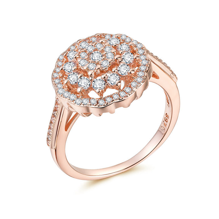 Hollow floral ring luxury full diamond cocktail ring