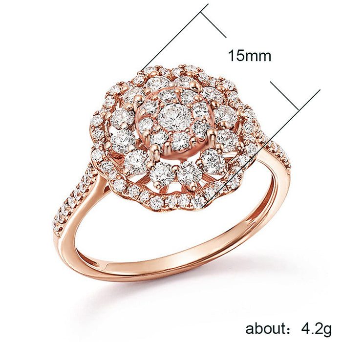 Hollow floral ring luxury full diamond cocktail ring