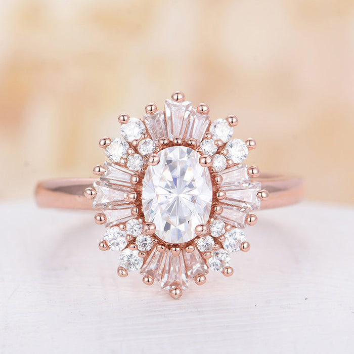 Creative sunflower opal ring women's wedding jewelry