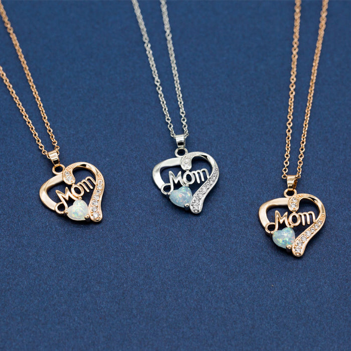 Heart Shaped Zirconia Pendant Necklace Mother's Birthday Gift