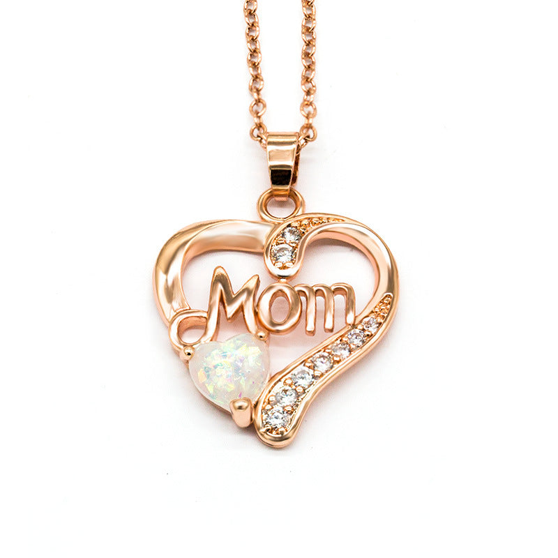 Collar con colgante de circonita en forma de corazón, regalo de cumpleaños para madre