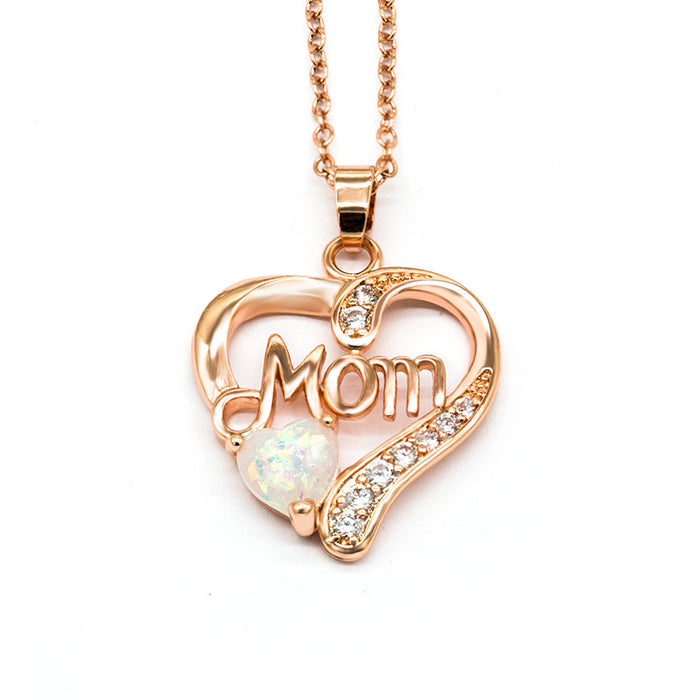 Heart Shaped Zirconia Pendant Necklace Mother's Birthday Gift