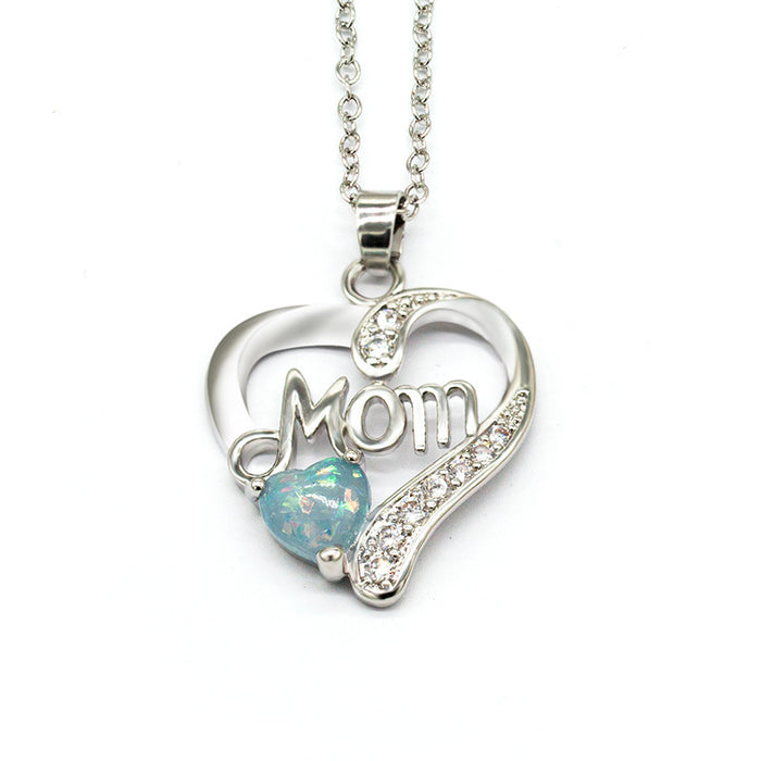 Heart Shaped Zirconia Pendant Necklace Mother's Birthday Gift