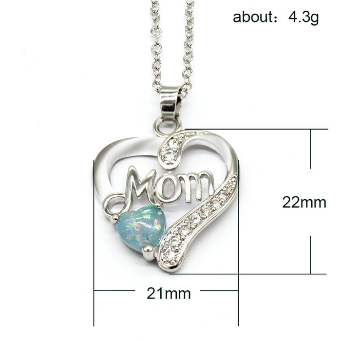 Heart Shaped Zirconia Pendant Necklace Mother's Birthday Gift