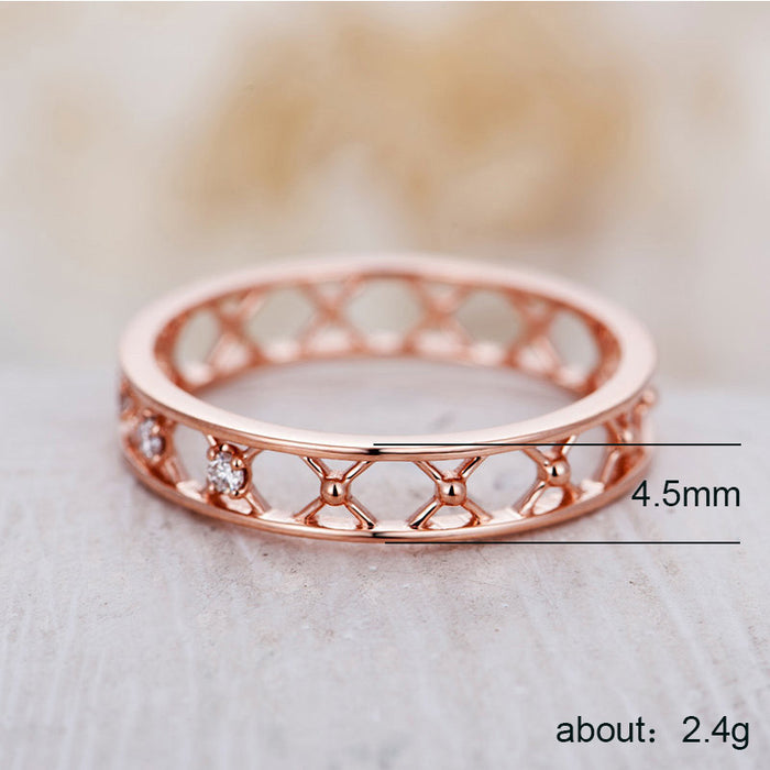 X-shaped hollow zircon ladies ring party accessories