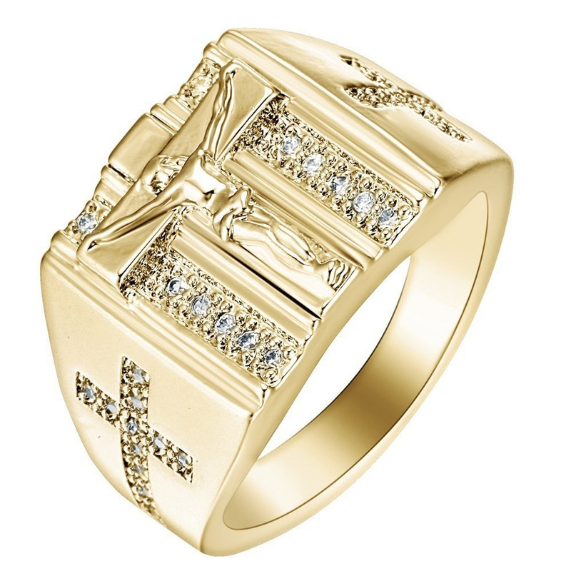 Creative cross micro rhinestone ring
