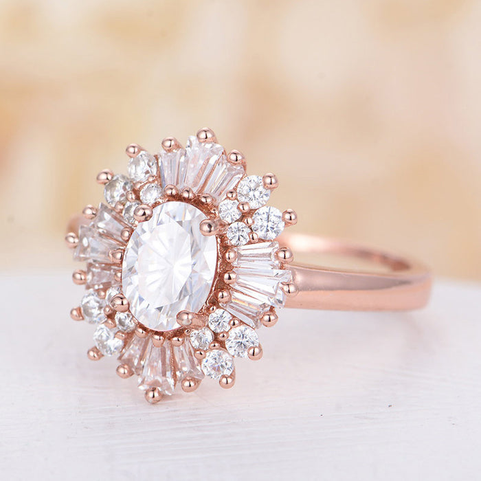 Creative sunflower opal ring women's wedding jewelry