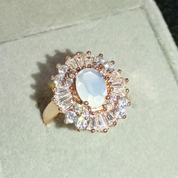 Creative sunflower opal ring women's wedding jewelry