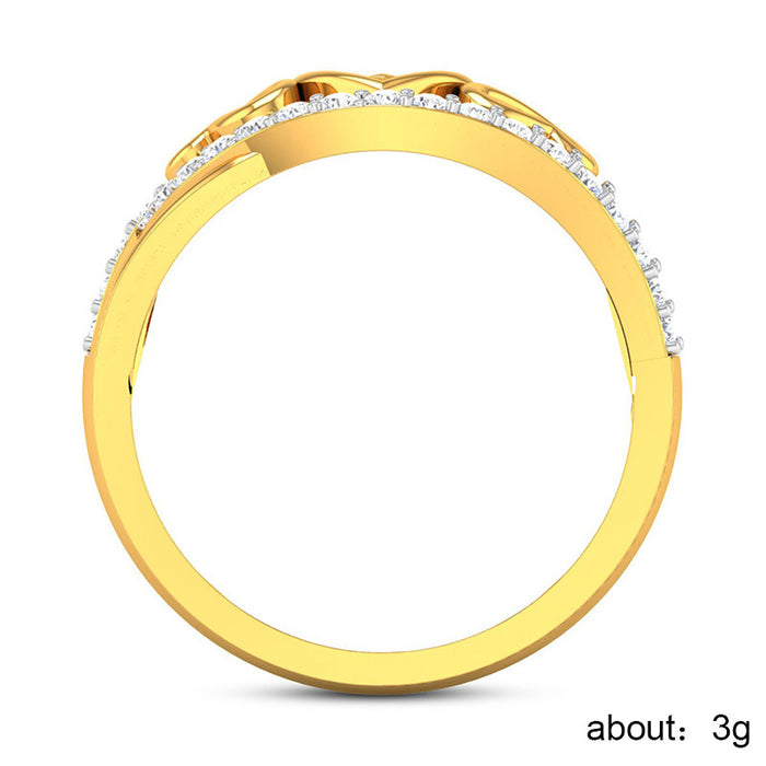 Hollow heart micro-inlaid zircon ring creative heart-to-heart ring