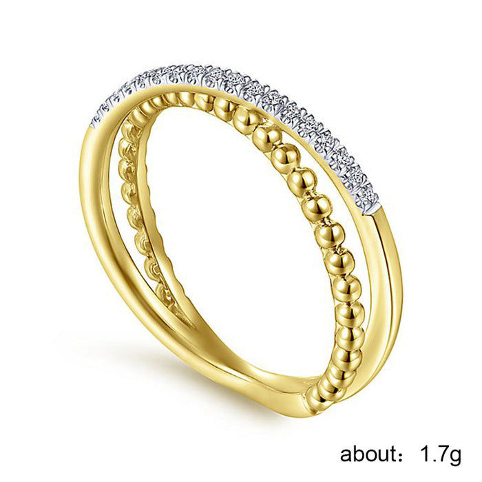 Fashionable micro-inlaid zircon ring exquisite women's jewelry