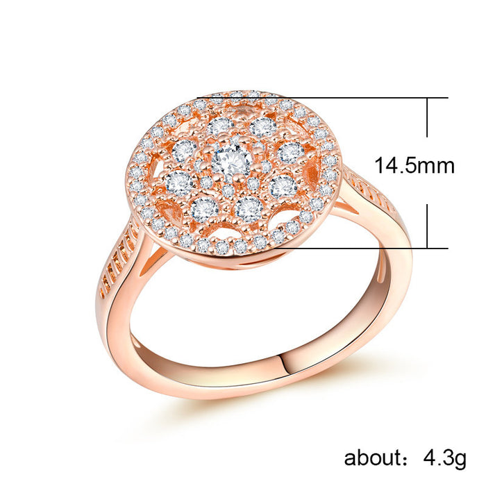 Hollow zircon diamond three-color ring fashionable and popular