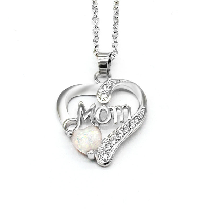 Collar con colgante de circonita en forma de corazón, regalo de cumpleaños para madre