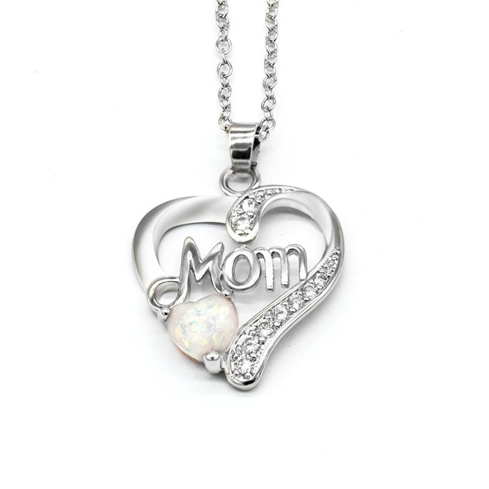 Heart Shaped Zirconia Pendant Necklace Mother's Birthday Gift