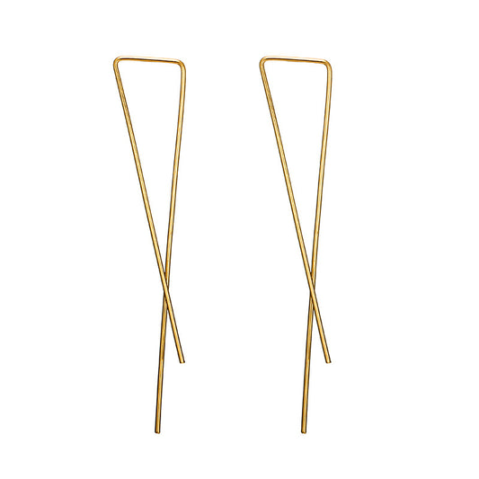 Simple cross metal earrings geometric line earrings