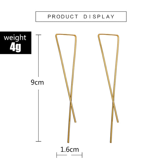 Simple cross metal earrings geometric line earrings