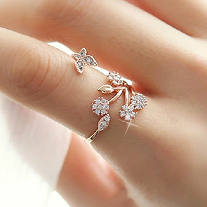 Butterfly Micro-Inlaid Open Ring for Women